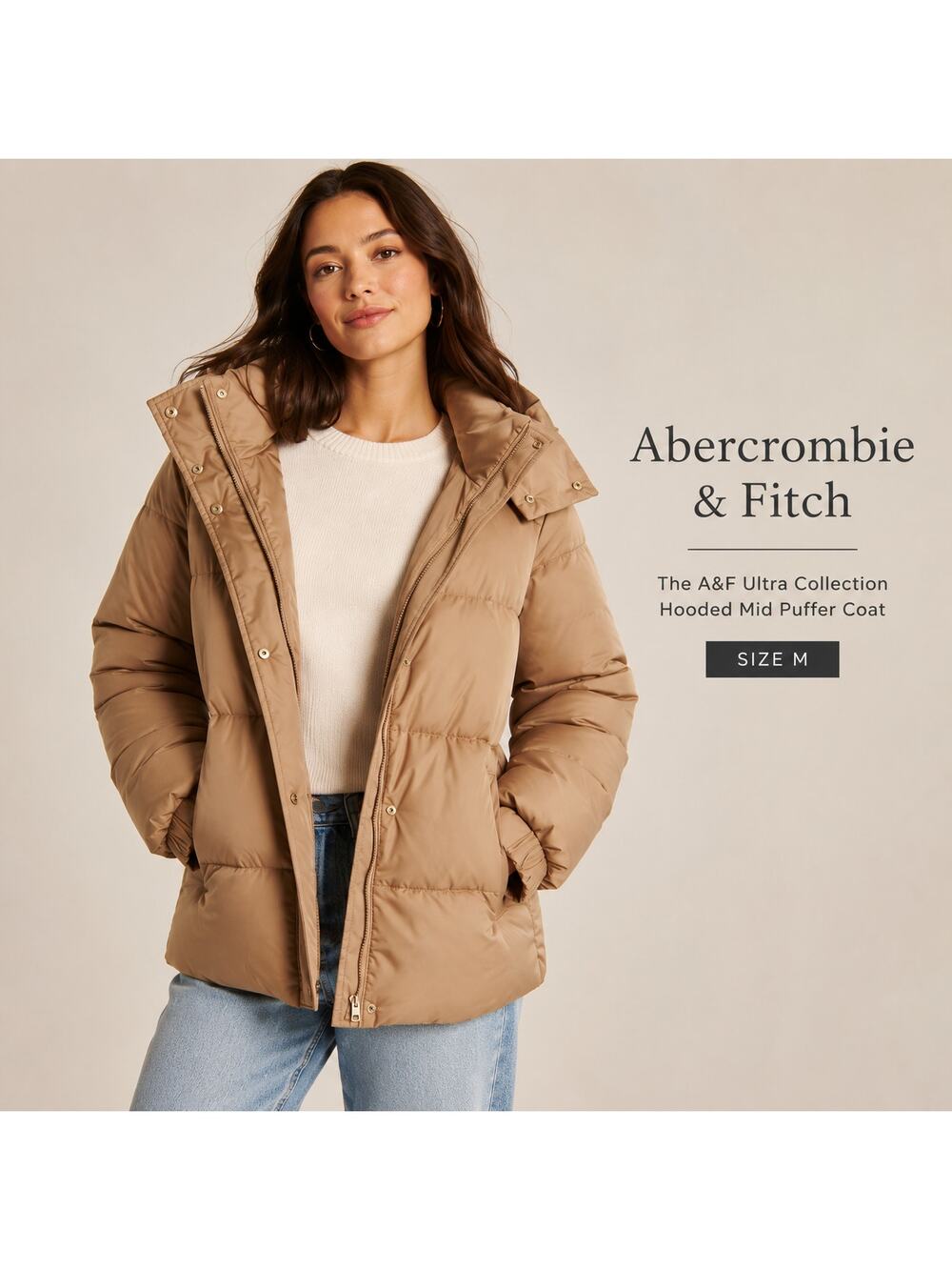 Abercrombie & Fitch SZ M The A & F Ultra Collection Hooded Mid Puffer Coat NWT